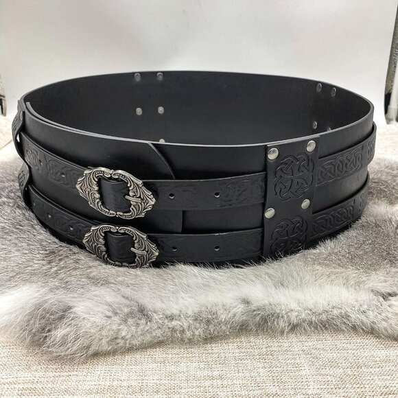 Viking Belt Wide Leather Armor Belt Medieval Belt for Men Women LARP - Picture 7 of 7